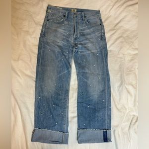 Citizens of Humanity Parker Cuffed Cropped Jeans with Pearl Detailing Size 27